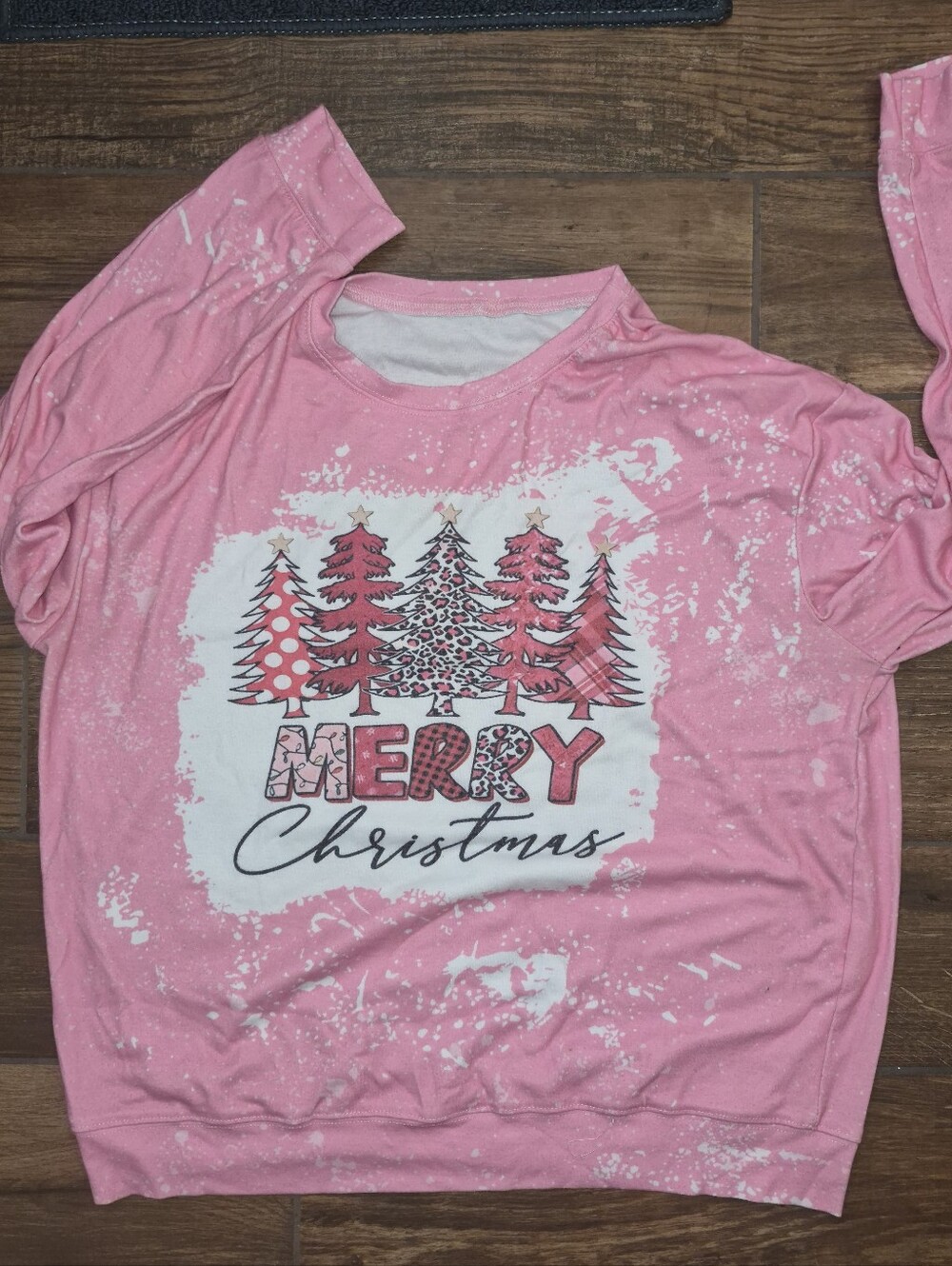 Pink Merry Christmas Graphic Holiday Sweatshirt